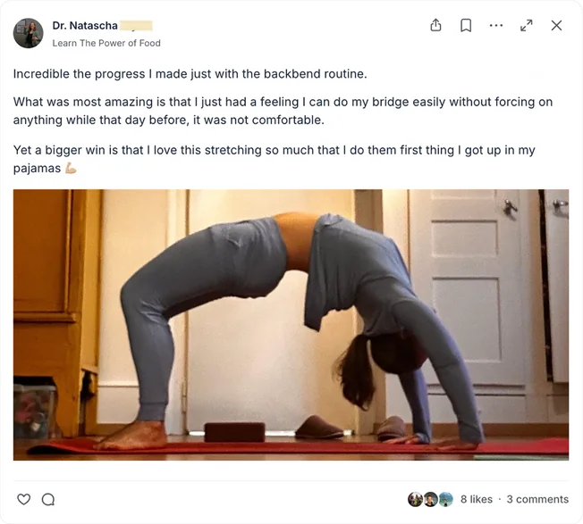 Student review: bridge progress with the backbend routine