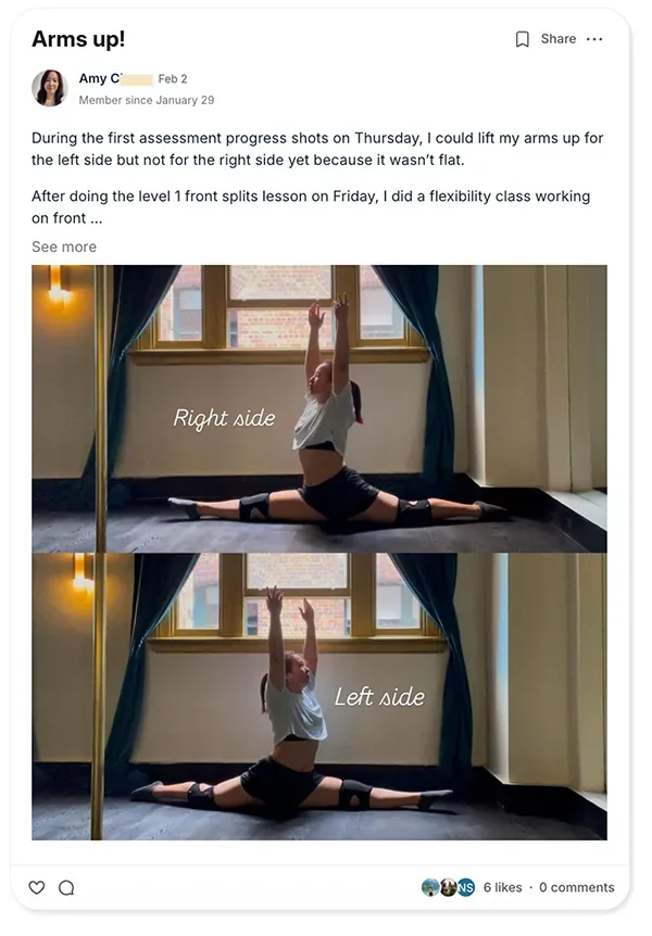 Amy — Arms up! First assessment progress shots