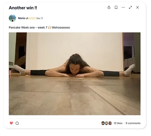 Marie-Jeanne — Another win: pancake, week one to week 7