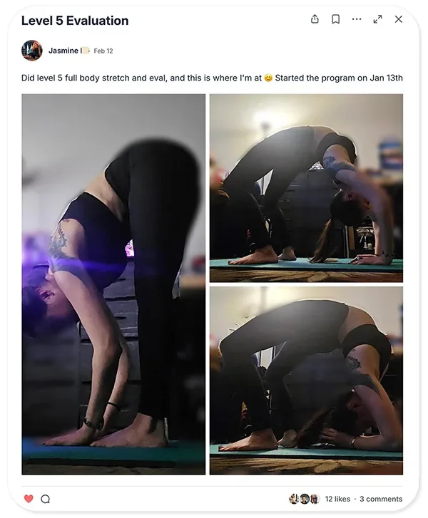 Jasmine — Level 5 evaluation, started the program on Jan 13