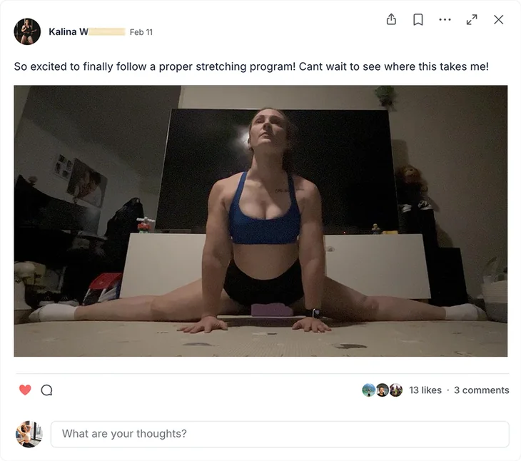 Kalina — middle-split evaluation: so excited to finally follow a proper stretching program