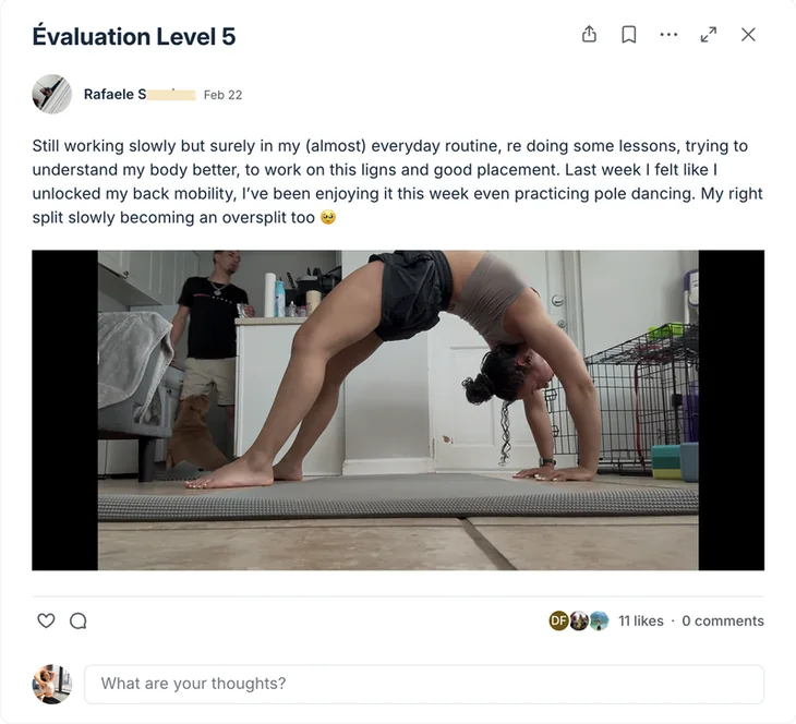 Rafaele — Level 5 evaluation: unlocked my back mobility, my right split slowly becoming an oversplit